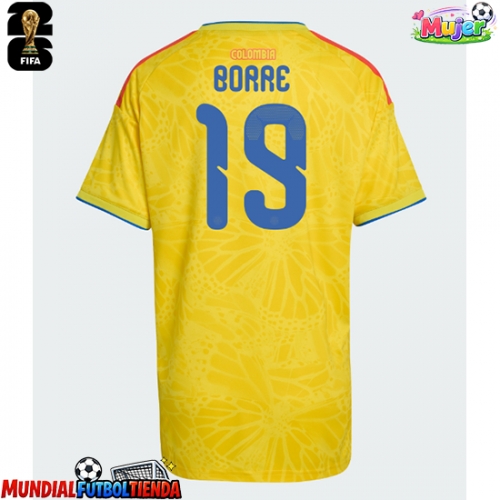 Camiseta Colombia Rafael Santos Borre #19 Primera Equipación Replica Mundial 2026 para mujer mangas cortas